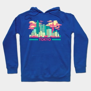 The colorful Tokyo skyscrapers and the cherry blossom Hoodie